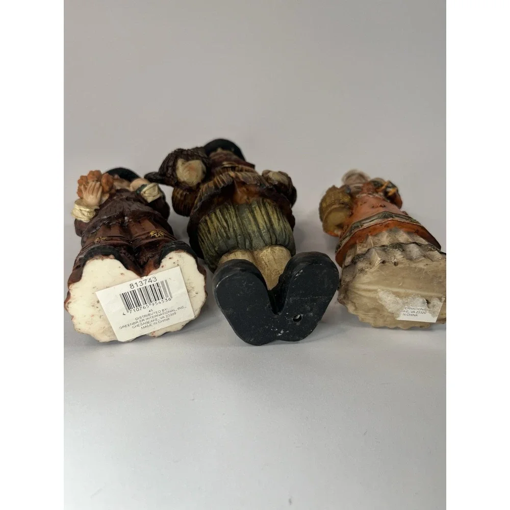 Vintage Pilgrim Figurines Set of 3 Thanksgiving Fall Decor Resin & Pumpkin